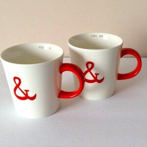 2 Starbucks You & Me Mugs Cups White Red Coffee Tea Drinking Drinkware